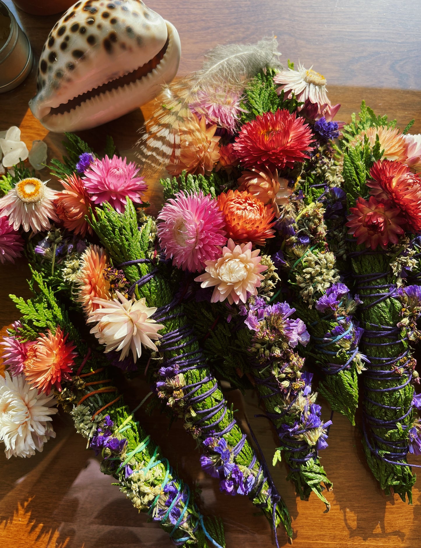 Cedar + Strawflower Wands